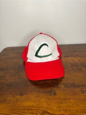 Kids Red and White Baseball Cap with Green Accent